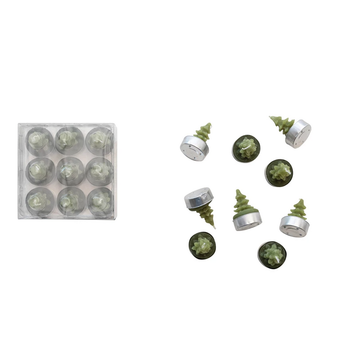 1-1/2" Round Unscented Tree Tealights, Cedar Green, Set of 9-Lemons and Limes Boutique