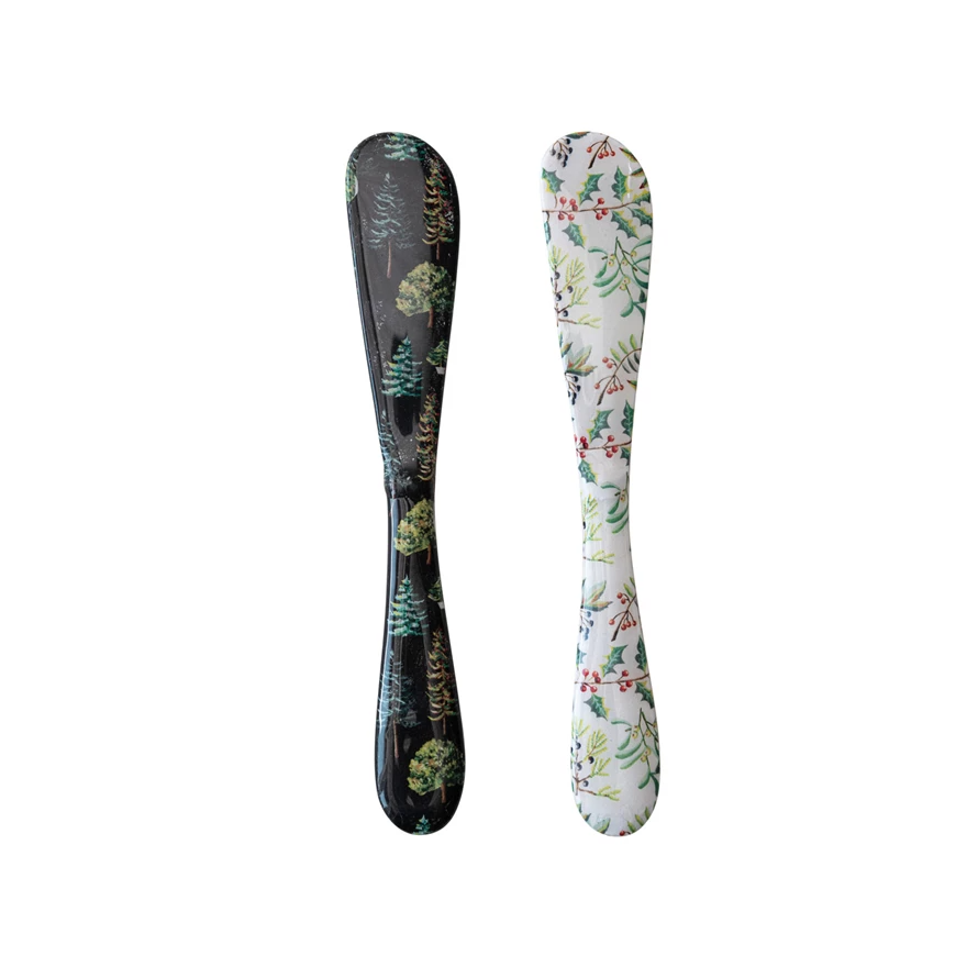 Enameled Stainless Steel Canape Knife w/ Evergreens/Botanicals, 2 Styles--Lemons and Limes Boutique