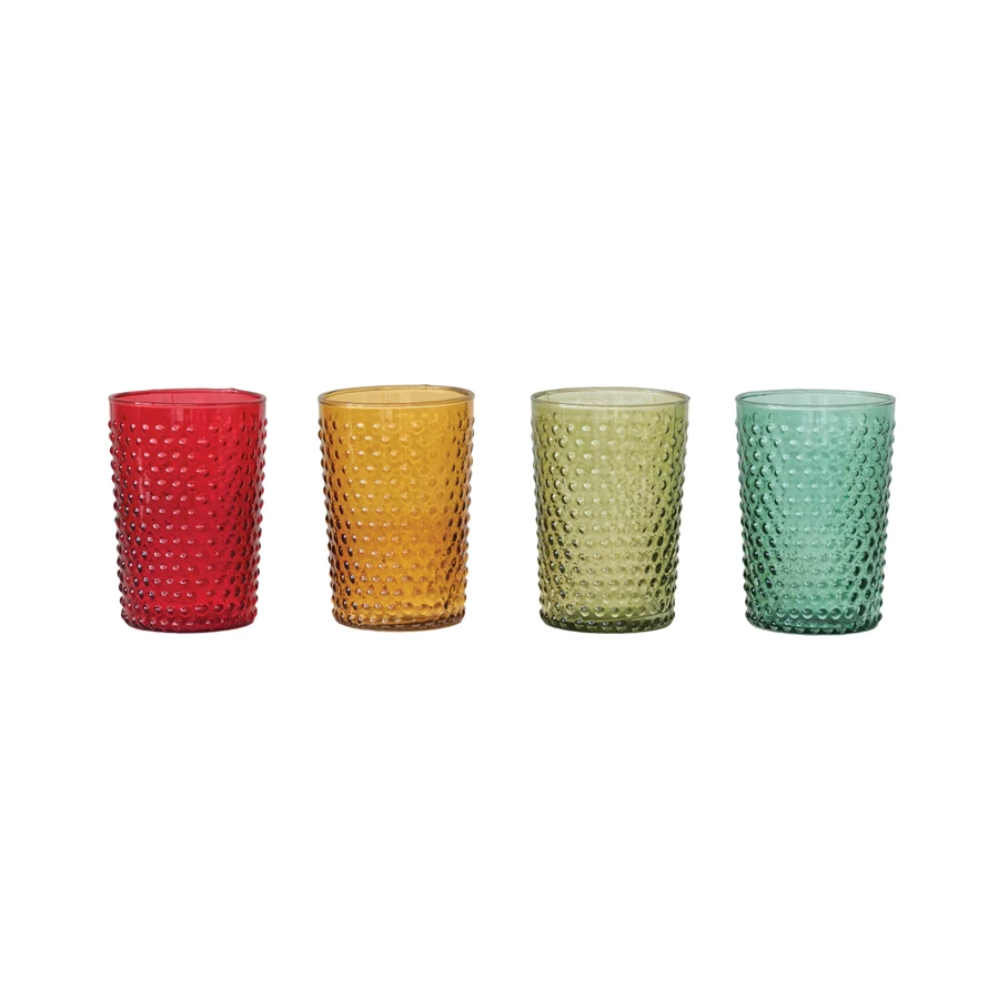 Round x 4-1/2"H 12 oz. Hobnail Drinking Glass, 4 Colors-Lemons and Limes Boutique