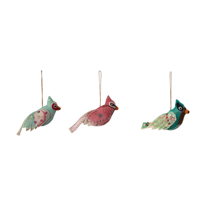 Handmade Wool Felt Bird Ornament in 3 Styles-Lemons and Limes Boutique