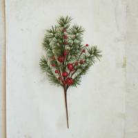 Faux Berry Pick w/ Jingle Bells in Red & Green-Lemons and Limes Boutique