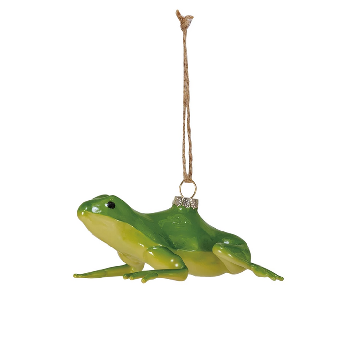Hand-Painted Glass Frog Ornament in Green-Lemons and Limes Boutique