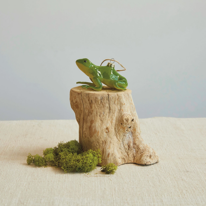 Hand-Painted Glass Frog Ornament in Green-Lemons and Limes Boutique