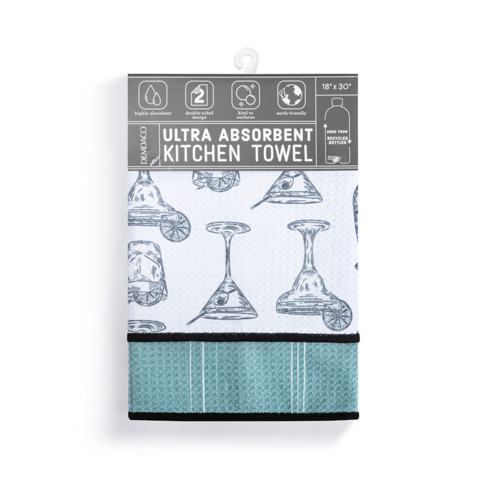 Cocktail Glasses Absorbent Reversible Towel-Lemons and Limes Boutique