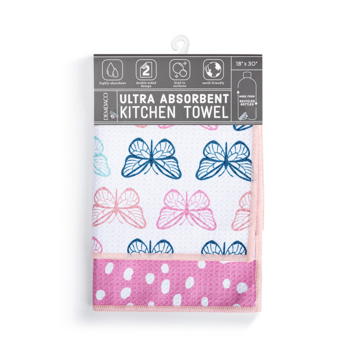 Butterflies Absorbent Reversible Towel-Lemons and Limes Boutique