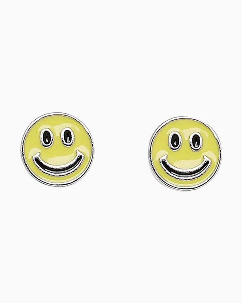 Pura Vida- Happy Face Stud Earrings in Silver-Earrings-Lemons and Limes Boutique