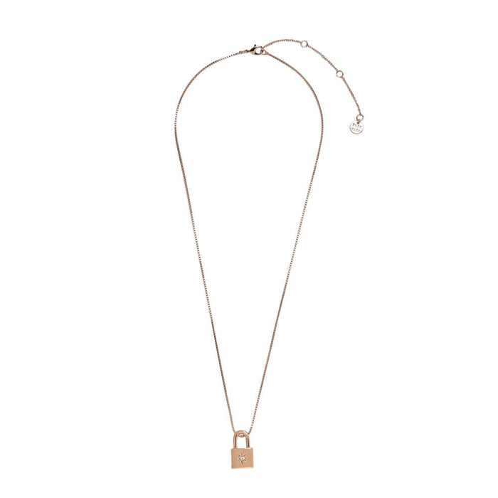Pura Vida- Rose Gold Lock Pendant Necklace-Necklace-Lemons and Limes Boutique