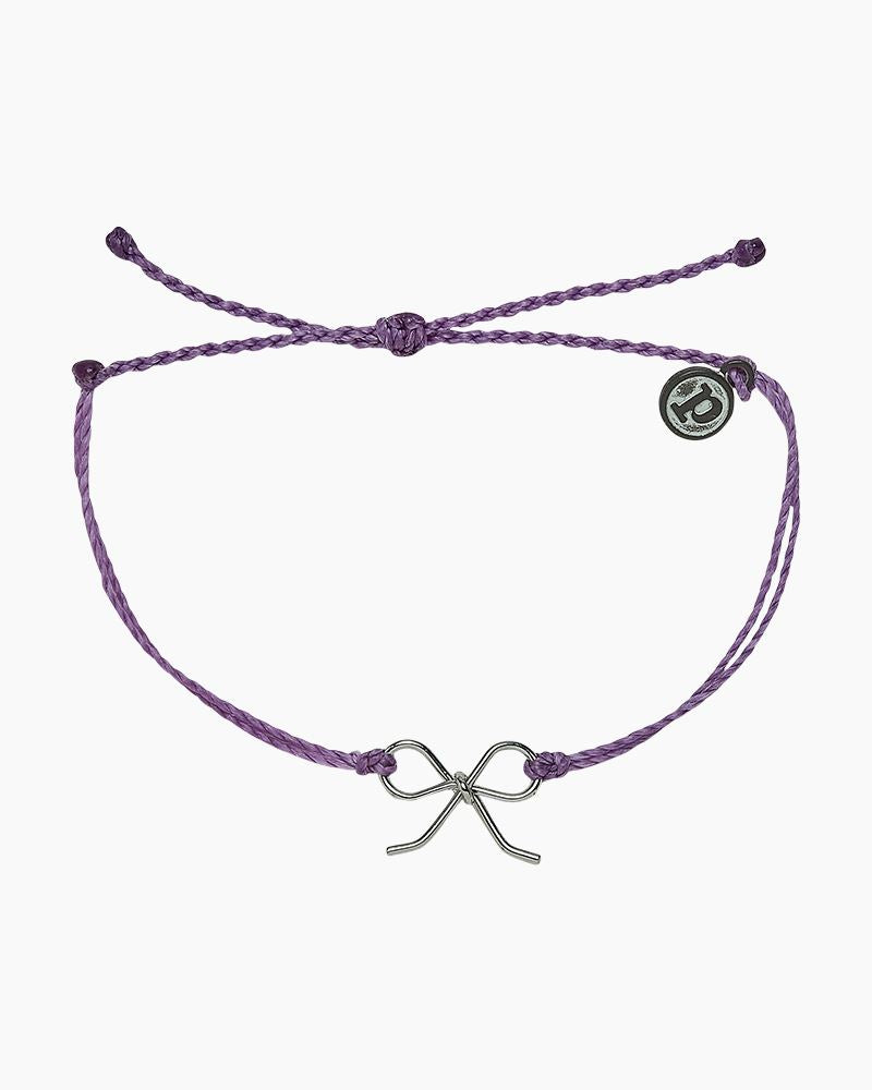 Pura Vida Silver Bow Charm Bracelet in Light Purple-Bracelet-Lemons and Limes Boutique