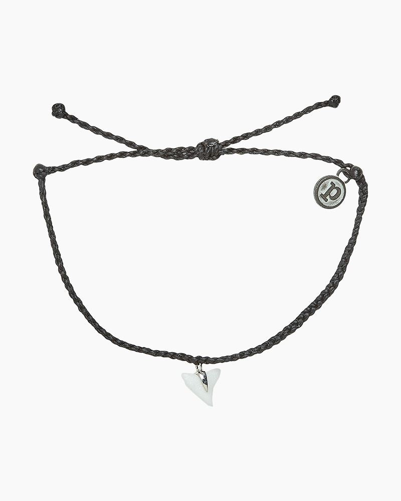 Pura Vida Silver Shark Tooth Charm Bracelet in Black-Bracelet-Lemons and Limes Boutique