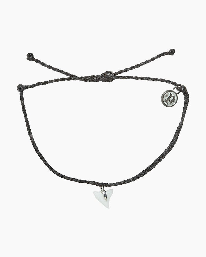 Pura Vida Silver Shark Tooth Charm Bracelet in Black-Bracelet-Lemons and Limes Boutique