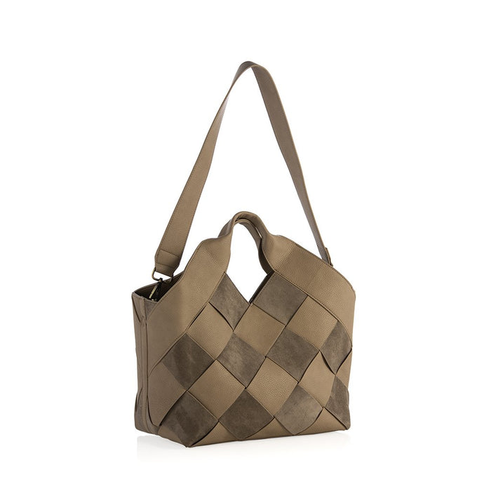 Ellie Woven Tote in Taupe-Tote-Lemons and Limes Boutique