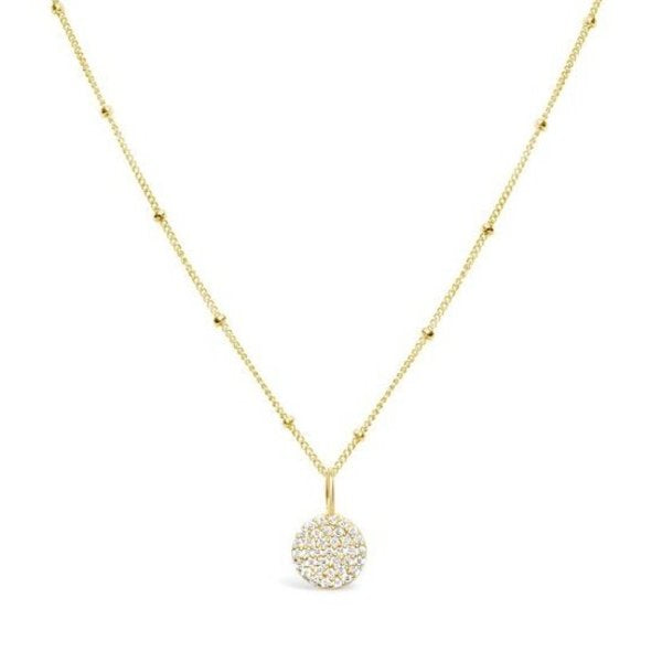 Charm & Chain Necklace - Pave Disk (Gold)--Lemons and Limes Boutique