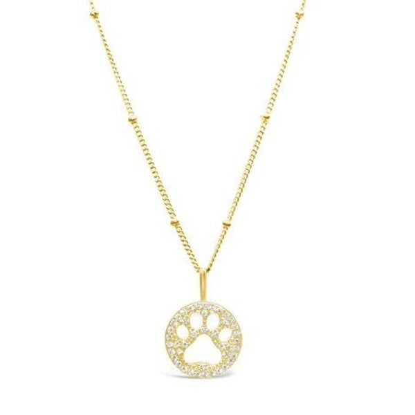 Charm & Chain Necklace Pave Paw- Gold--Lemons and Limes Boutique