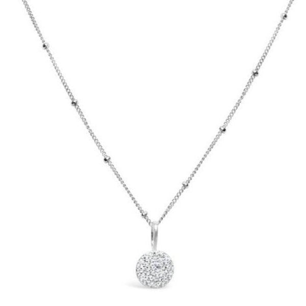 Charm & Chain Necklace - Pave Disk (Silver)--Lemons and Limes Boutique