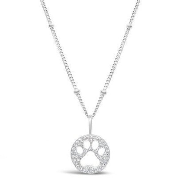 Charm & Chain Necklace Pave Paw- Silver--Lemons and Limes Boutique
