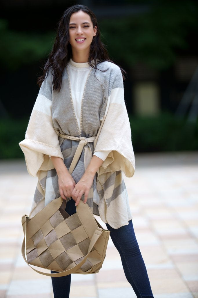 Ellie Woven Tote in Taupe-Tote-Lemons and Limes Boutique