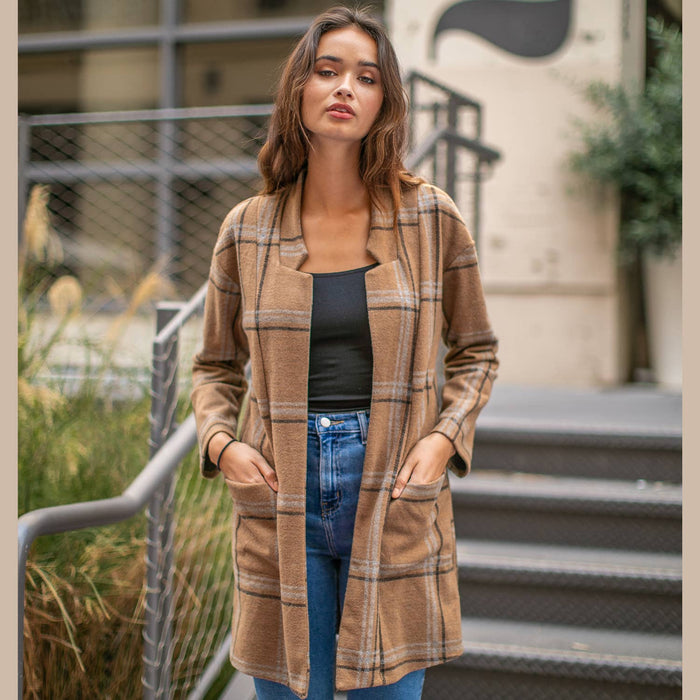 Lydia Plaid Jacket in Camel-Lemons and Limes Boutique