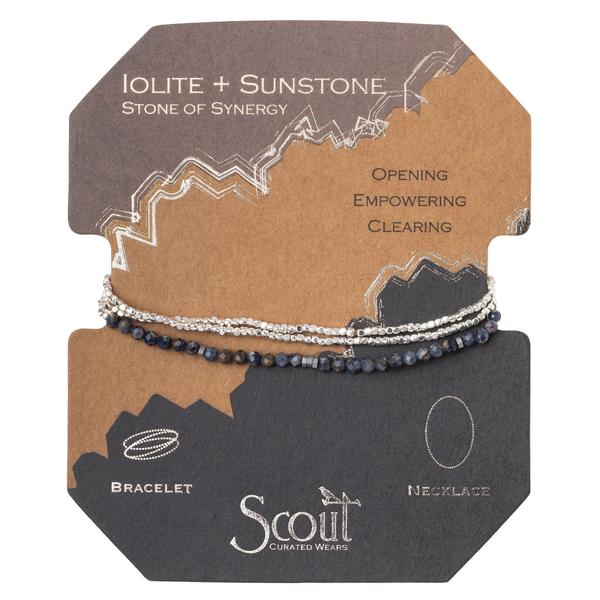 Delicate Stone Bracelet/Necklace - Iolite and Sunstone-Bracelet-Lemons and Limes Boutique