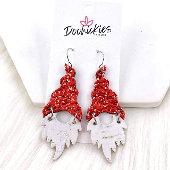 Red Chunky Glitter Gnome Earrings-Lemons and Limes Boutique