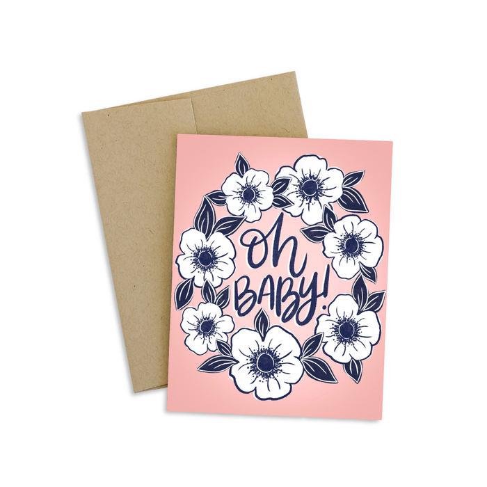 Pink Oh Baby Shower Greeting Card Elyse Breanne Design--Lemons and Limes Boutique