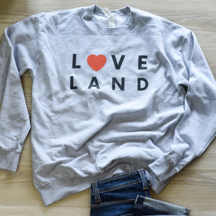 Loveland Heart Sweatshirt on Heather Gray-Lemons and Limes Boutique