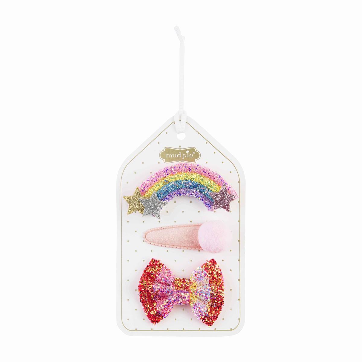 Rainbow Glitter Hair Clips-Hair Accessories-Lemons and Limes Boutique