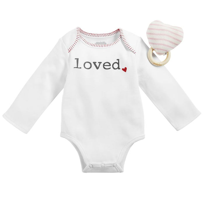 Loved Baby Bodysuit and Rattle Set--Lemons and Limes Boutique