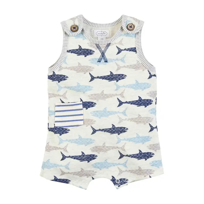 Baby Shark Romper by Mudpie--Lemons and Limes Boutique