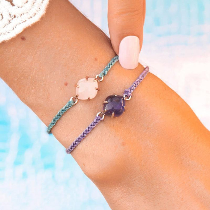 Pura Vida Crystal Cove Silver Charm Bracelet in Light Purple-Bracelet-Lemons and Limes Boutique