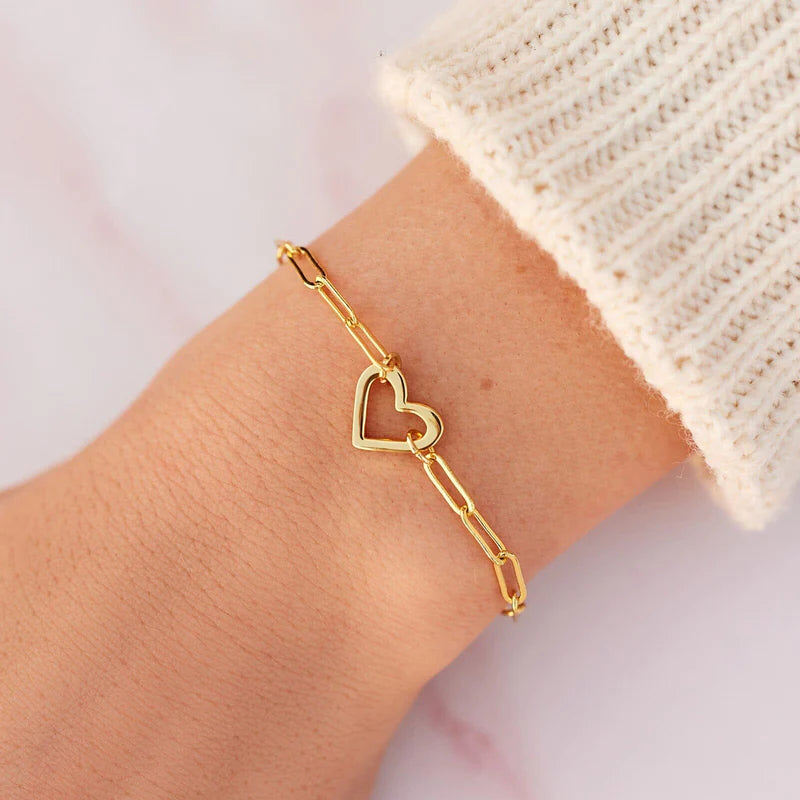 Pura Vida- Open Heart Paperclip Bracelet in Gold-Lemons and Limes Boutique