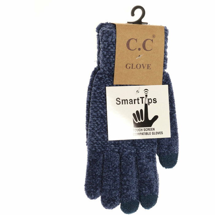 Chenille Gloves in Dark Denim by C.C. Beanie--Lemons and Limes Boutique