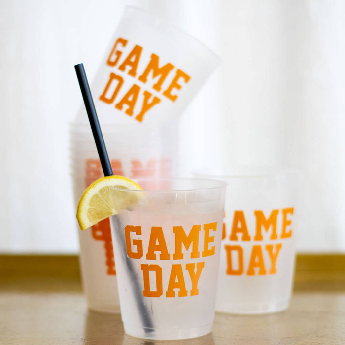 Game Day Party Cups in Frosted/Orange--Lemons and Limes Boutique