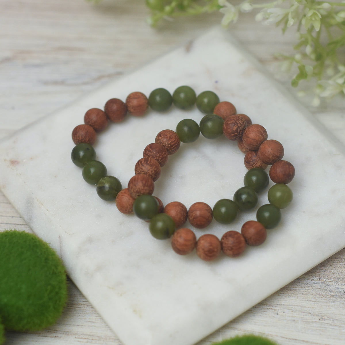 Kid's Green and Wood Bead Bracelet--Lemons and Limes Boutique