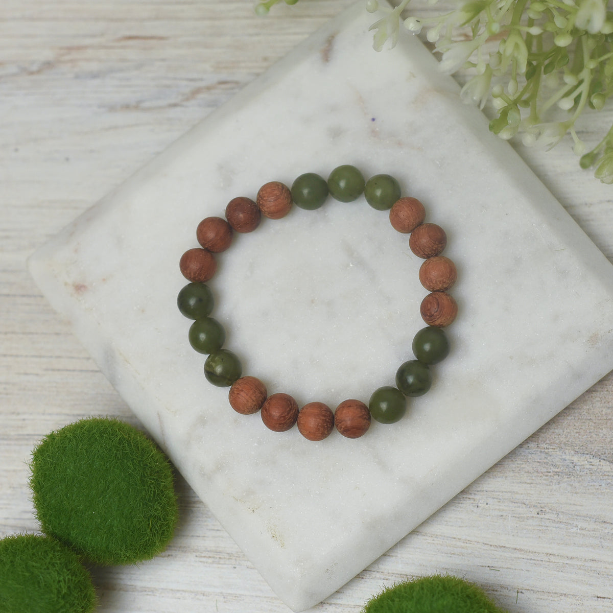 Kid's Green and Wood Bead Bracelet--Lemons and Limes Boutique