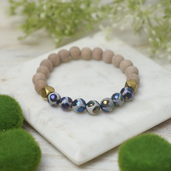 Shimmery Rainbow Tibetan Agate Bracelet--Lemons and Limes Boutique