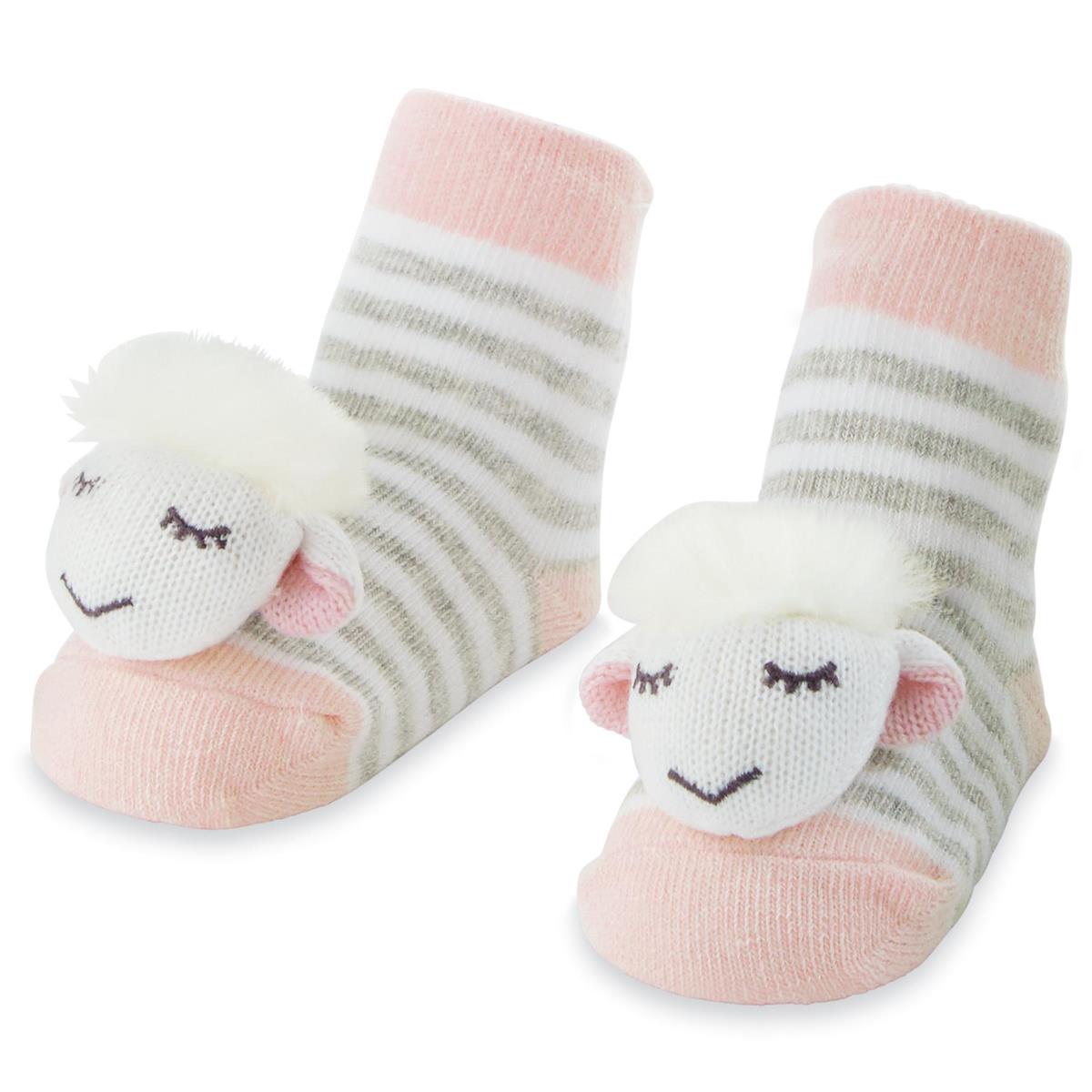 Pink Sheep Rattle Toe Socks-Socks-Lemons and Limes Boutique