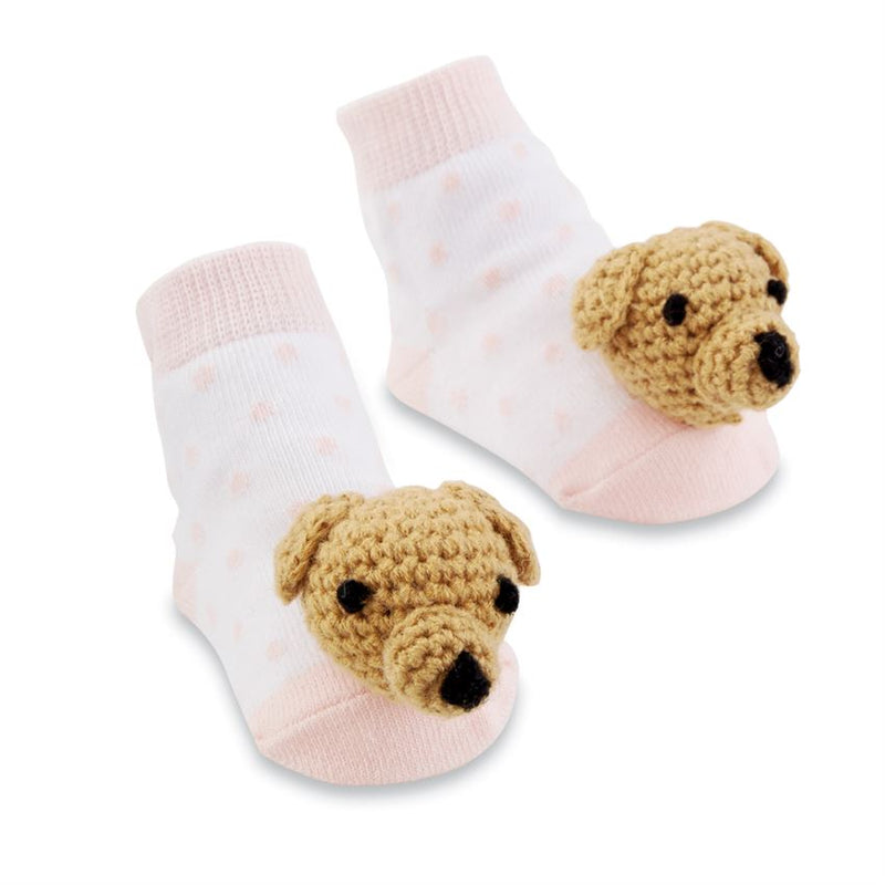 Pink Dog Rattle Toe Socks-Socks-Lemons and Limes Boutique