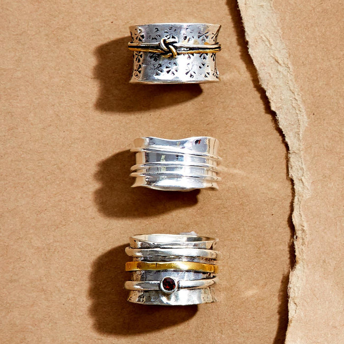 Silver Wide Rotating Ring-Assorted Styles--Lemons and Limes Boutique