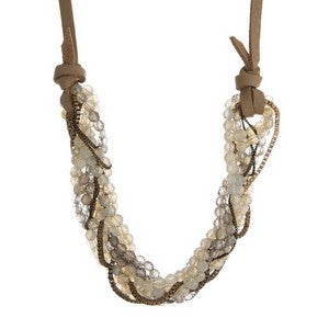 Tarin Twisted Beaded Layers on a Genuine Leather Adjustable