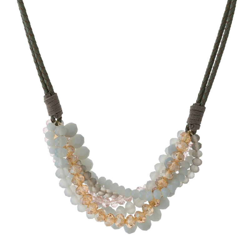 Carrie Necklace: Available in 5 Colors-Necklace-Multi Faceted Beads on Grey-Lemons and Limes Boutique