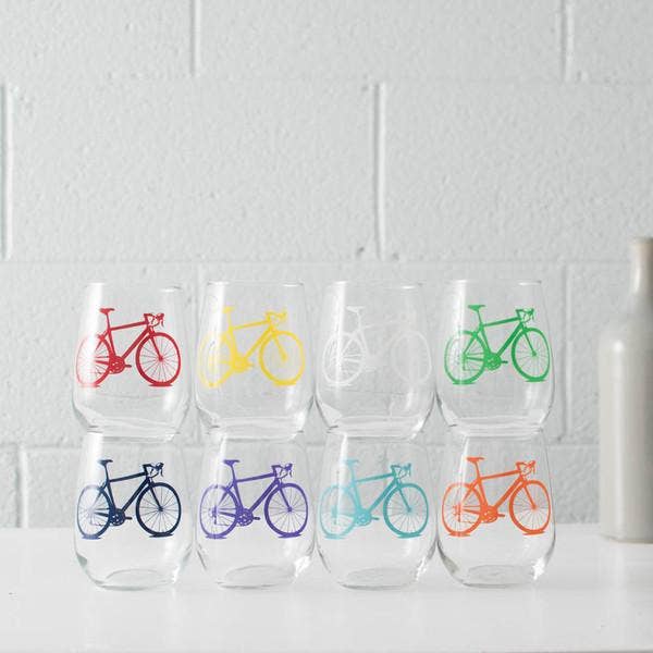 Bicycle Stemless Wine Glasses - Assorted Colors--Lemons and Limes Boutique