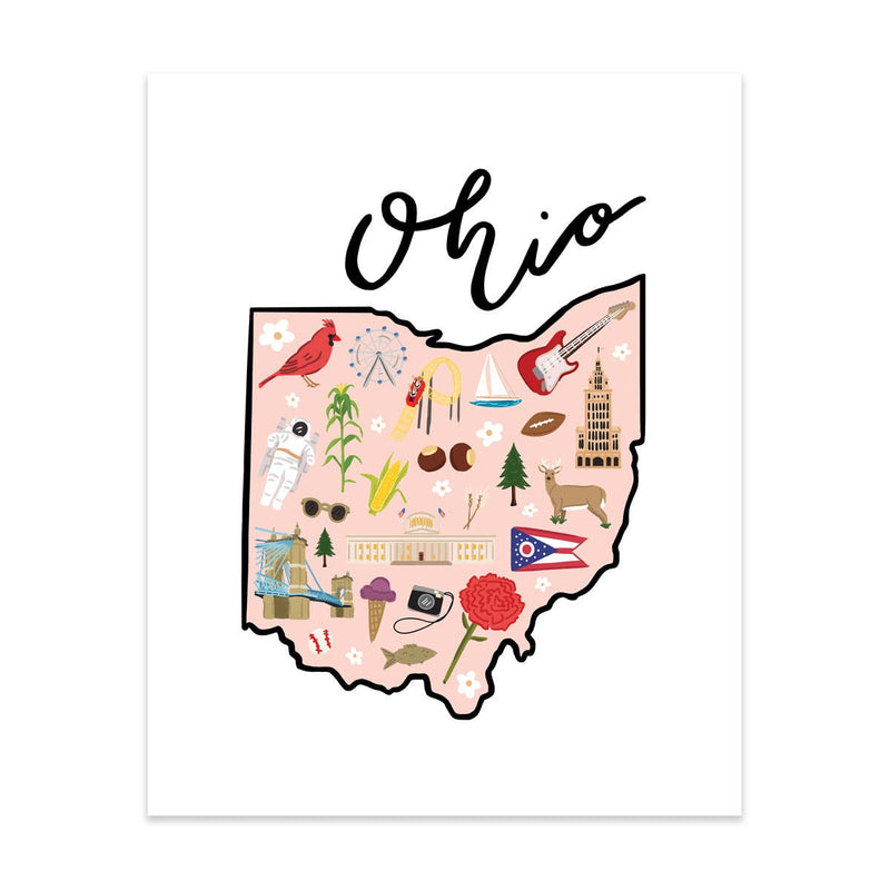 Ohio State Art Print--Lemons and Limes Boutique