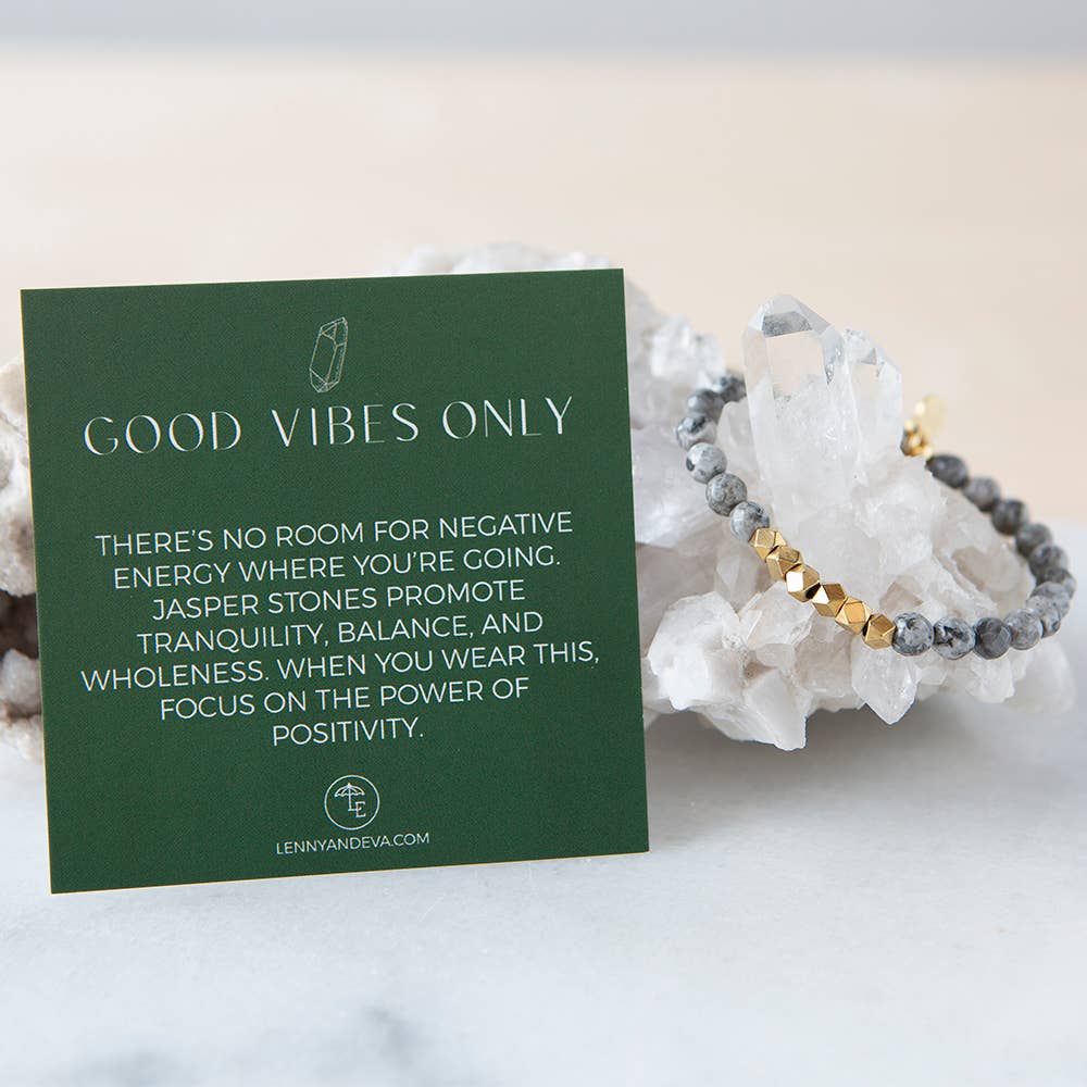 Good Vibes Picture Jasper 6mm Gemstone Bracelet-Lemons and Limes Boutique