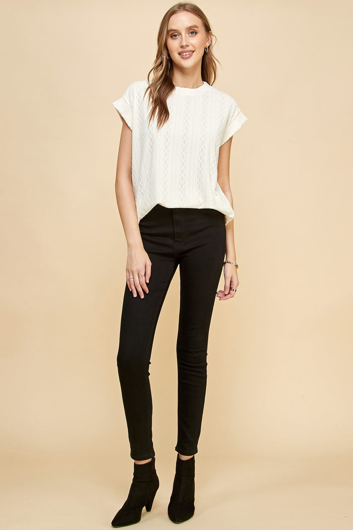 Sidney Solid Patterned Top in Ivory-Lemons and Limes Boutique