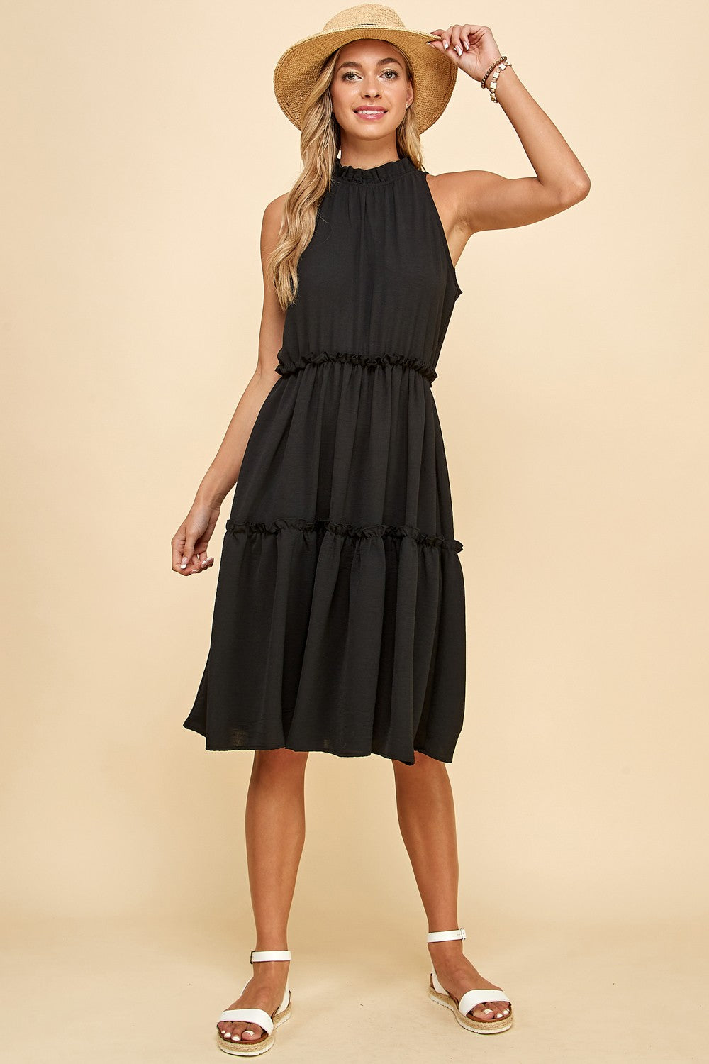 Sleeveless Midi Dress in Black-Lemons and Limes Boutique