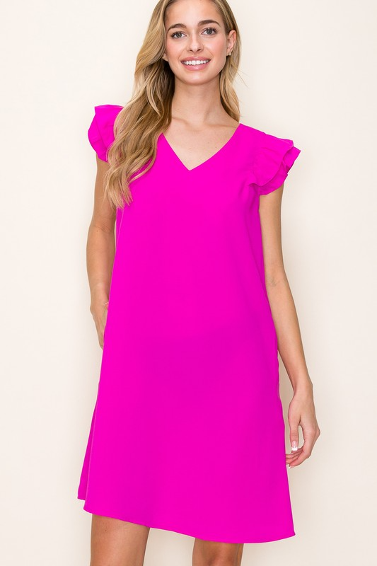 Solid Shift Dress in Magenta-Lemons and Limes Boutique