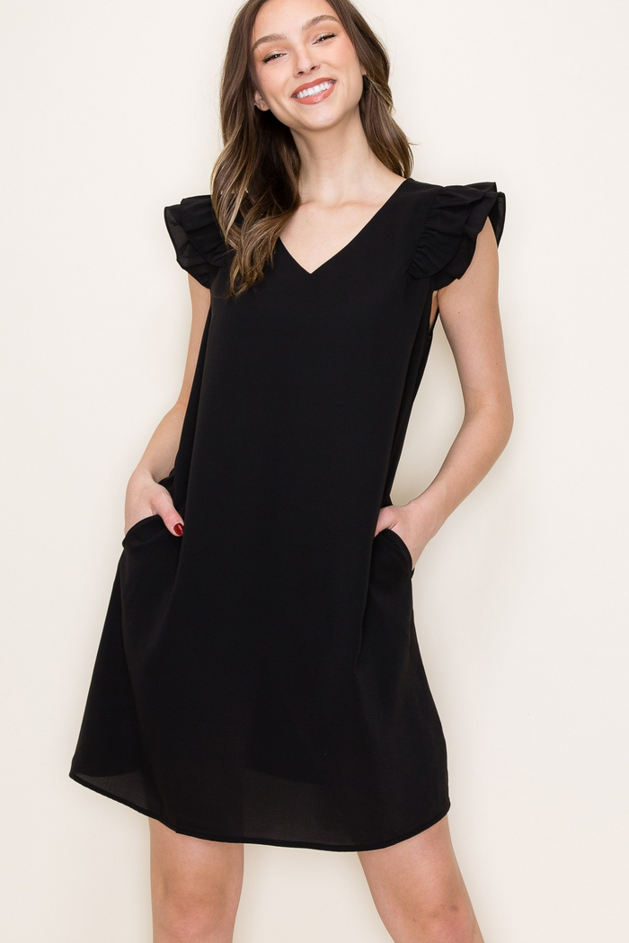 Solid Shift Dress in Black--Lemons and Limes Boutique