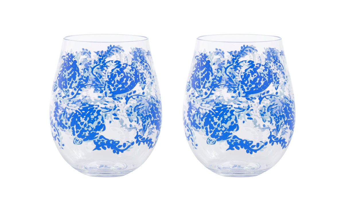 Acrylic Wine Glass Set in Turtley Awesome by Lilly Pulitzer-Drinkware-Lemons and Limes Boutique