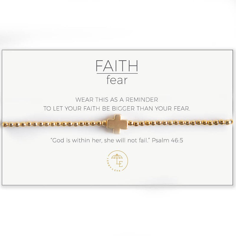 Faith Over Fear Gold + Gold Bracelet--Lemons and Limes Boutique