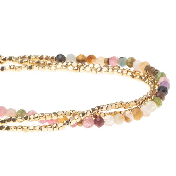 Delicate Stone Bracelet/Necklace in Tourmaline/Gold-Bracelet-Lemons and Limes Boutique